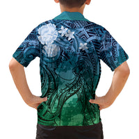 Pacific Beauty Girl Kid Hawaiian Shirt Blue Polyneisan Tribal Vintage Motif LT9 - Polynesian Pride