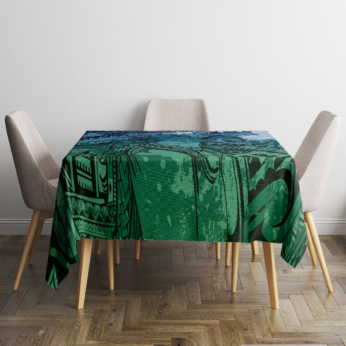 Pacific Beauty Girl Tablecloth Blue Polyneisan Tribal Vintage Motif LT9 - Polynesian Pride