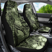 Pacific Beauty Girl Car Seat Cover Green Polyneisan Tribal Vintage Motif