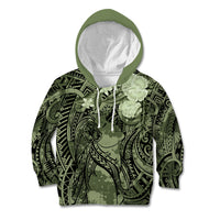 Pacific Beauty Girl Kid Hoodie Green Polyneisan Tribal Vintage Motif