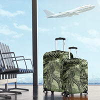 Pacific Beauty Girl Luggage Cover Green Polyneisan Tribal Vintage Motif