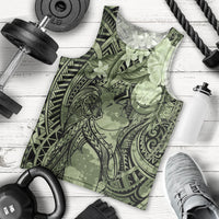 Pacific Beauty Girl Men Tank Top Green Polyneisan Tribal Vintage Motif LT9 - Polynesian Pride