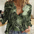 Pacific Beauty Girl Women Casual Shirt Green Polyneisan Tribal Vintage Motif