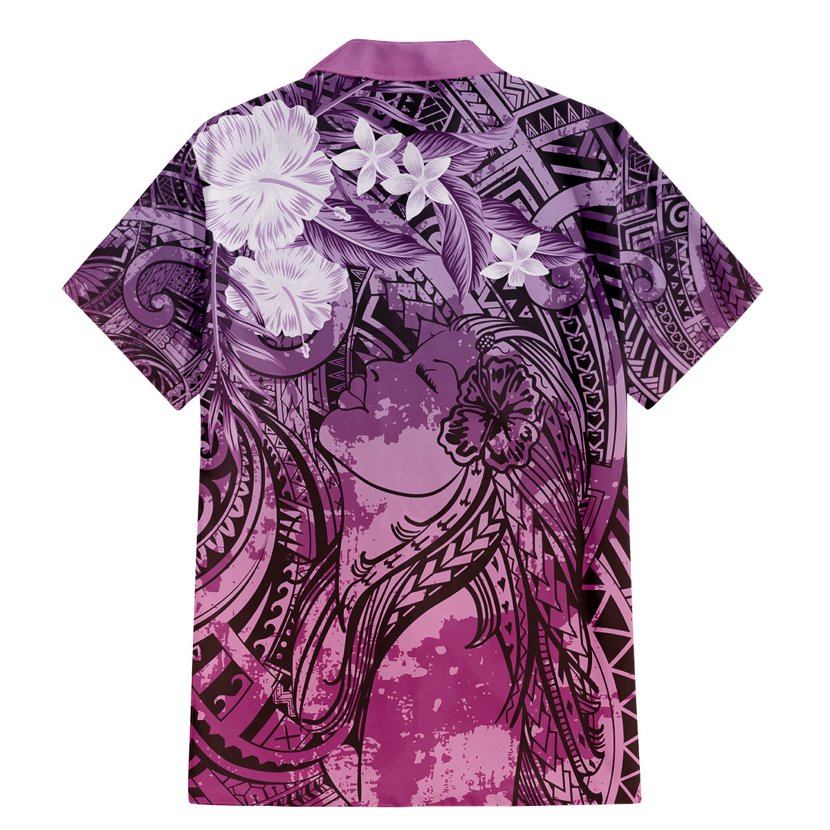 Pacific Beauty Girl Family Matching Mermaid Dress and Hawaiian Shirt Pink Polyneisan Tribal Vintage Motif