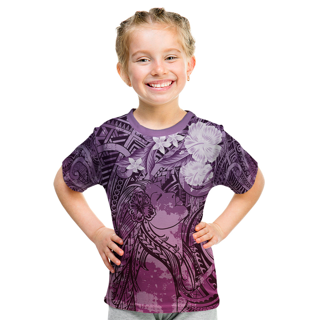 Pacific Beauty Girl Kid T Shirt Pink Polyneisan Tribal Vintage Motif LT9 Pink - Polynesian Pride