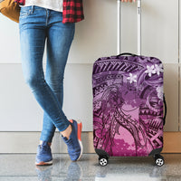 Pacific Beauty Girl Luggage Cover Pink Polyneisan Tribal Vintage Motif