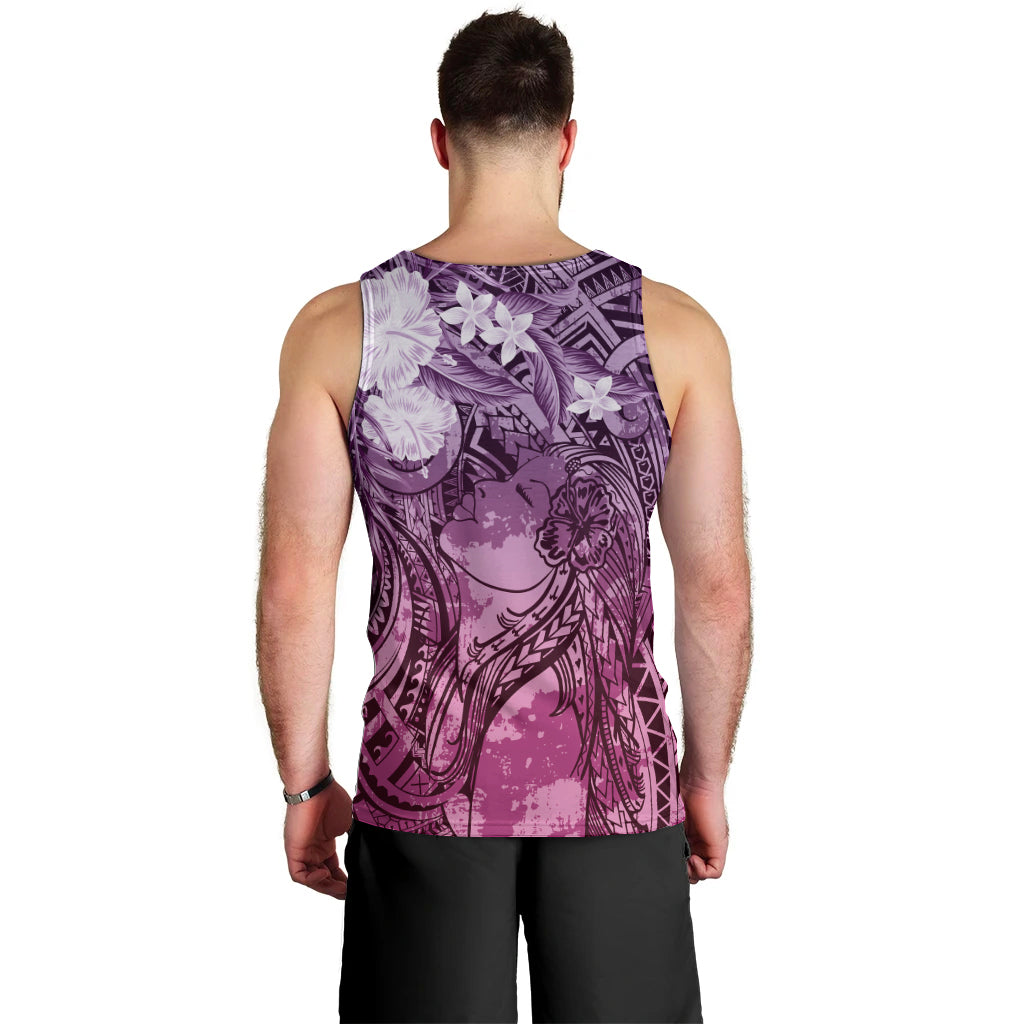 Pacific Beauty Girl Men Tank Top Pink Polyneisan Tribal Vintage Motif LT9 - Polynesian Pride
