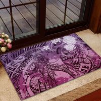 Pacific Beauty Girl Rubber Doormat Pink Polyneisan Tribal Vintage Motif