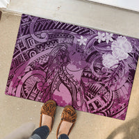 Pacific Beauty Girl Rubber Doormat Pink Polyneisan Tribal Vintage Motif