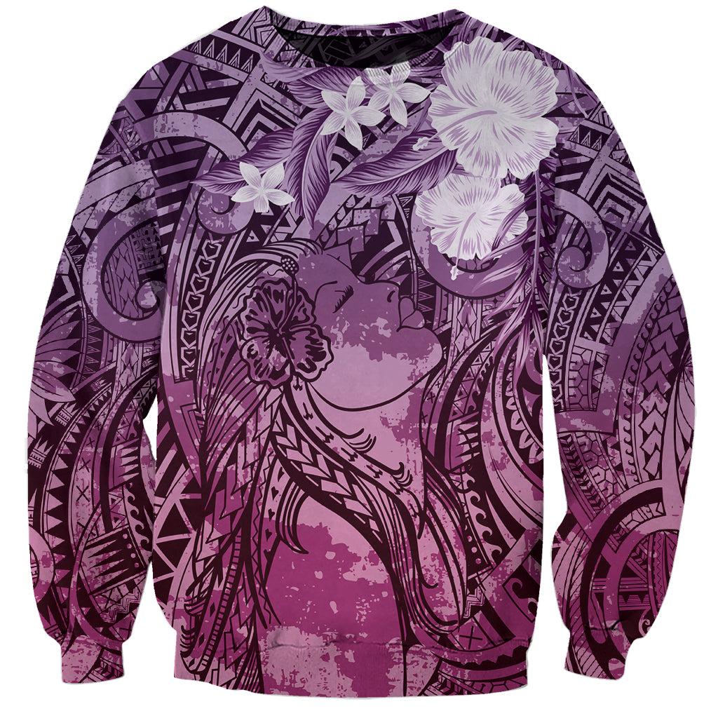 Pacific Beauty Girl Sweatshirt Pink Polyneisan Tribal Vintage Motif LT9 Unisex Pink - Polynesian Pride