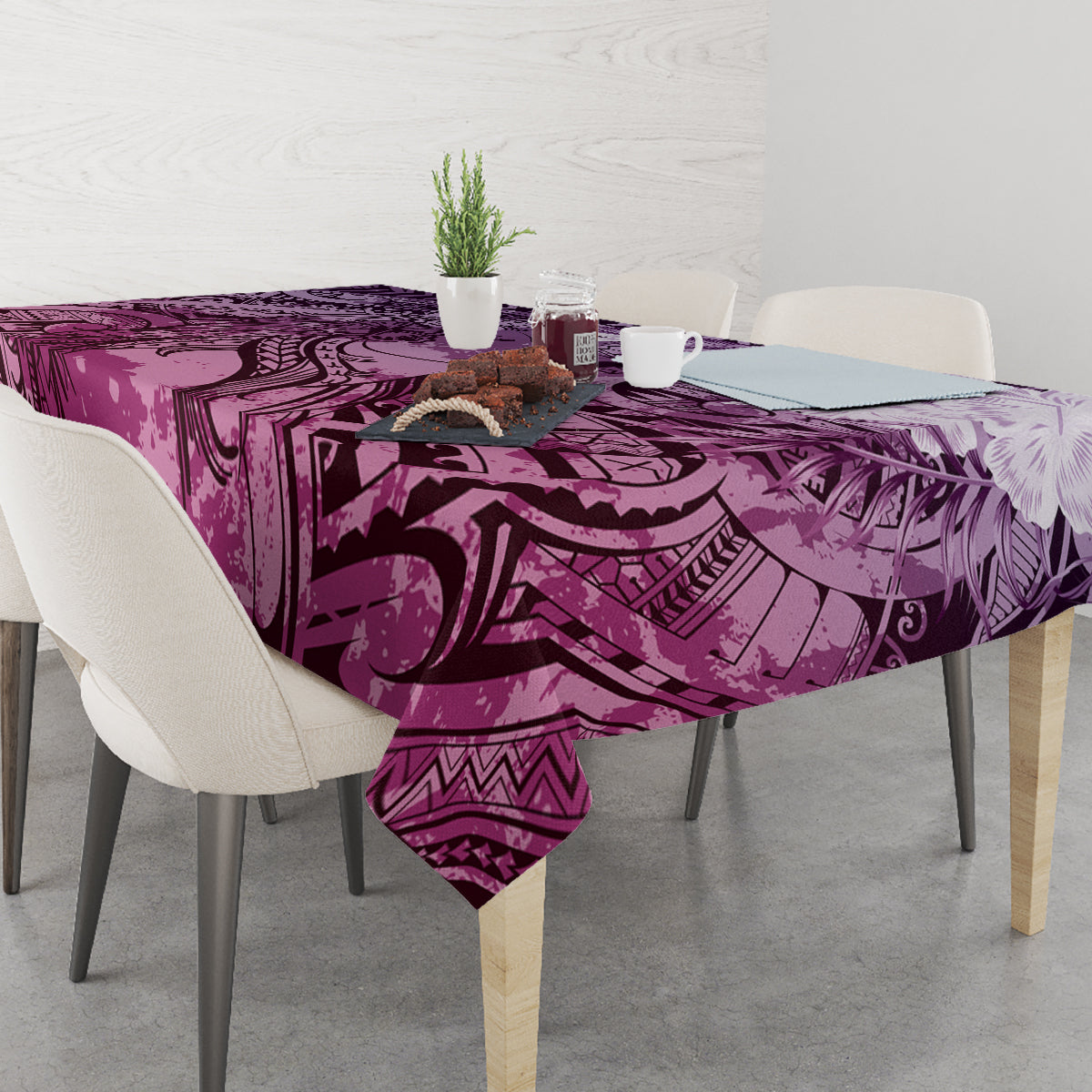 Pacific Beauty Girl Tablecloth Pink Polyneisan Tribal Vintage Motif LT9 - Polynesian Pride