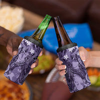 Pacific Beauty Girl 4 in 1 Can Cooler Tumbler Violet Polyneisan Tribal Vintage Motif