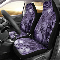 Pacific Beauty Girl Car Seat Cover Violet Polyneisan Tribal Vintage Motif