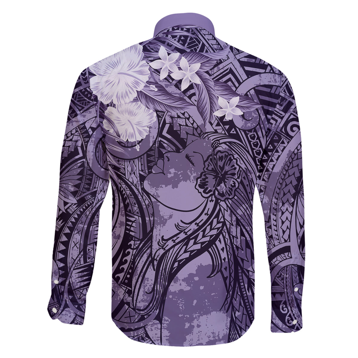 Pacific Beauty Girl Family Matching Tank Maxi Dress and Hawaiian Shirt Violet Polyneisan Tribal Vintage Motif