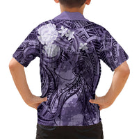Pacific Beauty Girl Kid Hawaiian Shirt Violet Polyneisan Tribal Vintage Motif LT9 - Polynesian Pride