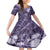 Pacific Beauty Girl Kid Short Sleeve Dress Violet Polyneisan Tribal Vintage Motif