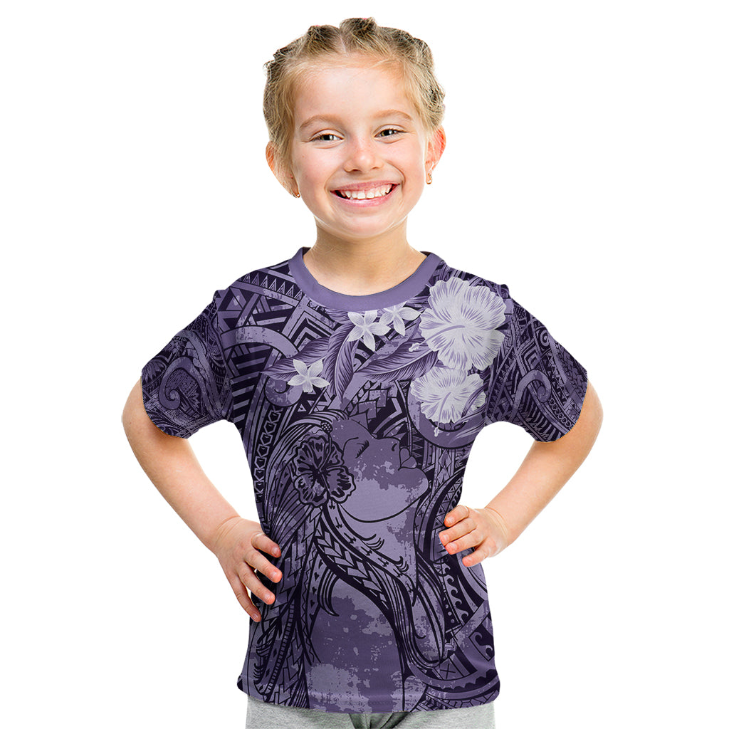 Pacific Beauty Girl Kid T Shirt Violet Polyneisan Tribal Vintage Motif LT9 Violet - Polynesian Pride