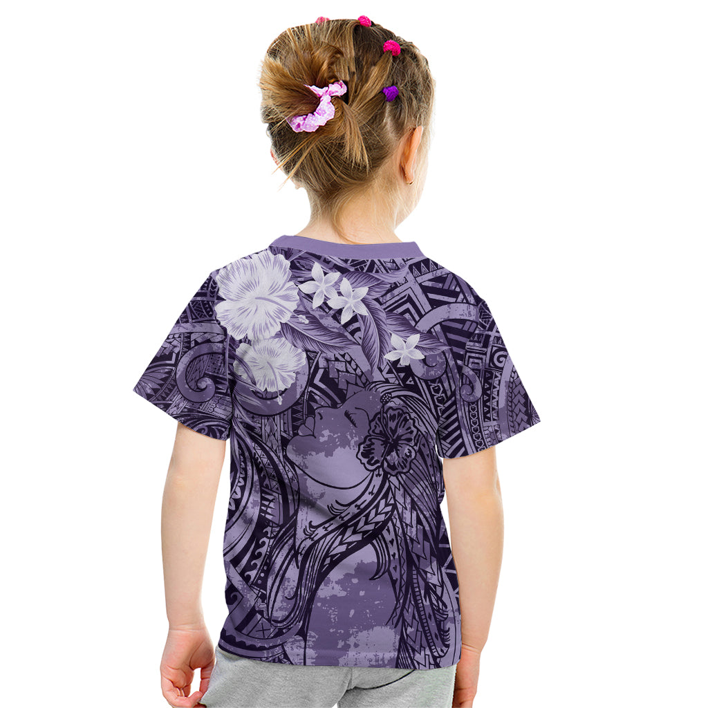 Pacific Beauty Girl Kid T Shirt Violet Polyneisan Tribal Vintage Motif LT9 - Polynesian Pride