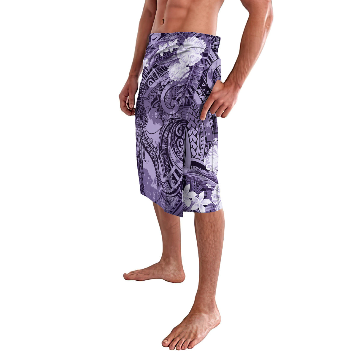 Pacific Beauty Girl Lavalava Violet Polyneisan Tribal Vintage Motif