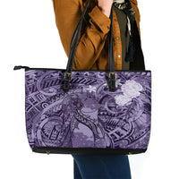 Pacific Beauty Girl Leather Tote Bag Violet Polyneisan Tribal Vintage Motif LT9 - Polynesian Pride