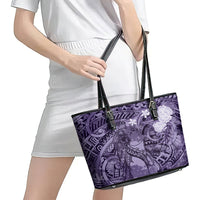 Pacific Beauty Girl Leather Tote Bag Violet Polyneisan Tribal Vintage Motif LT9 - Polynesian Pride