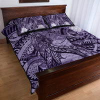 Pacific Beauty Girl Quilt Bed Set Violet Polyneisan Tribal Vintage Motif