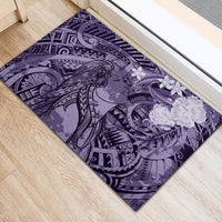 Pacific Beauty Girl Rubber Doormat Violet Polyneisan Tribal Vintage Motif