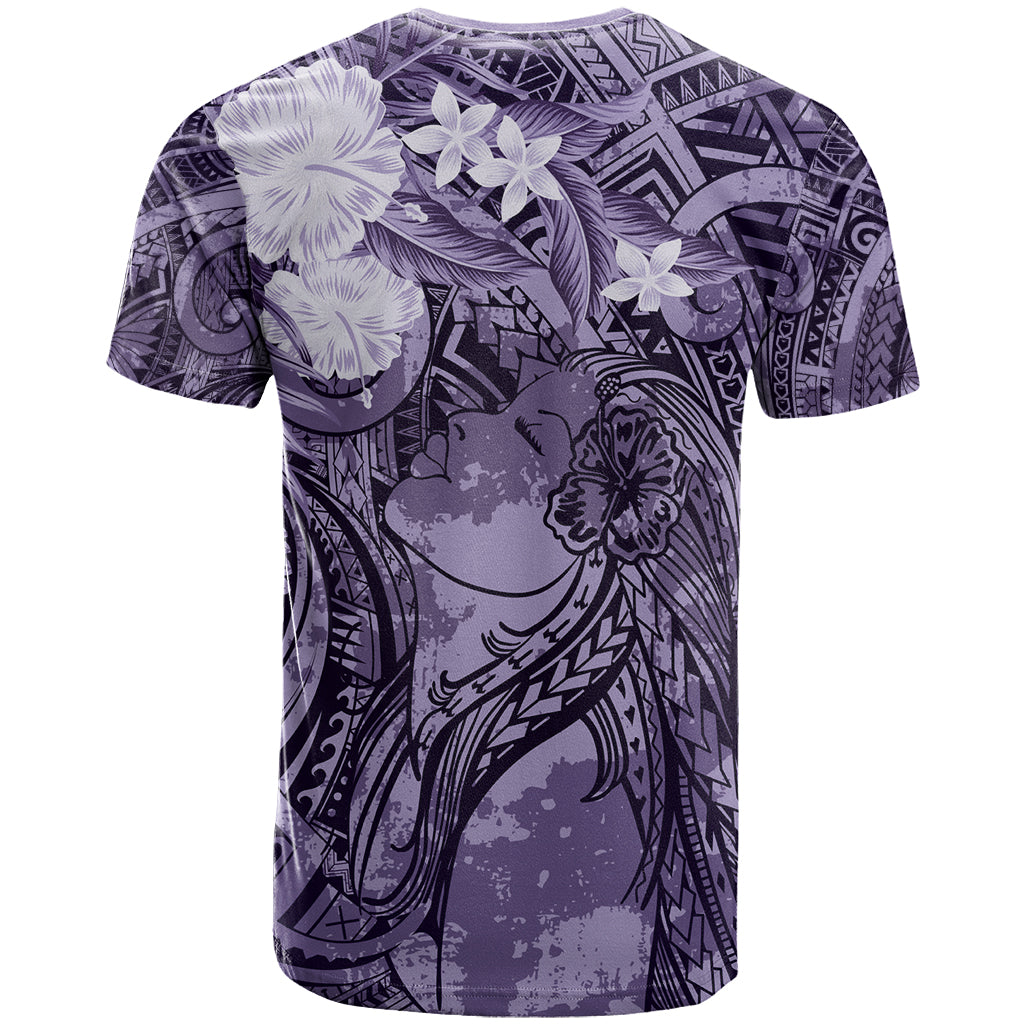 Pacific Beauty Girl T Shirt Violet Polyneisan Tribal Vintage Motif LT9 - Polynesian Pride