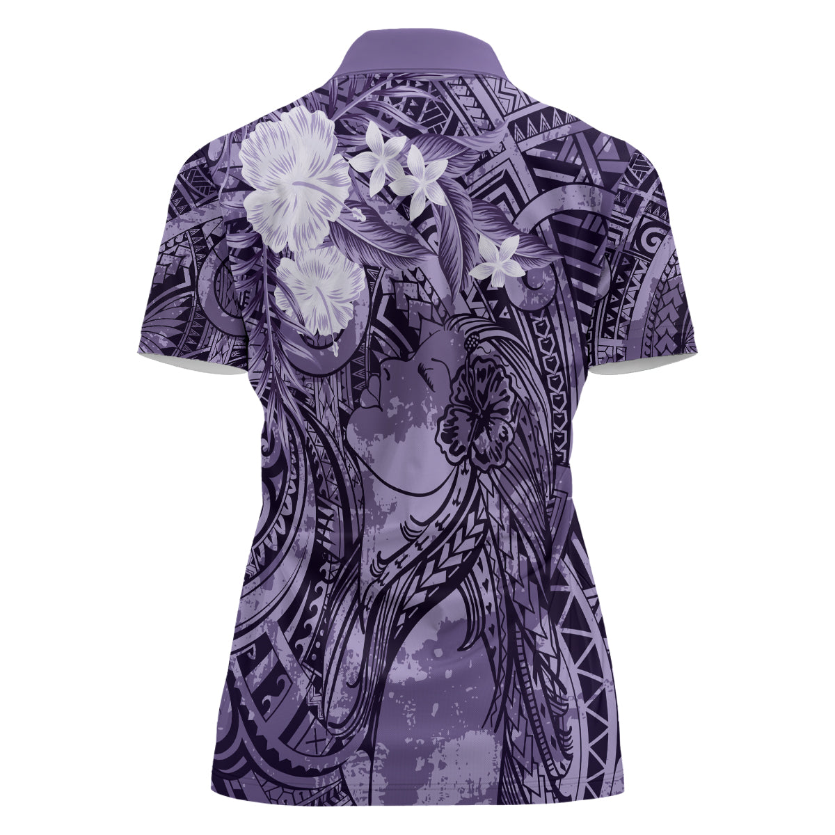 Pacific Beauty Girl Women Polo Shirt Violet Polyneisan Tribal Vintage Motif