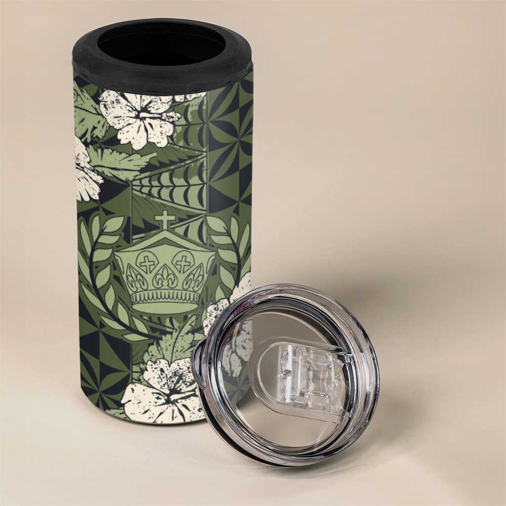 Tongan Kupesi Ngatu Hibiscus Vintage Motif 4 in 1 Can Cooler Tumbler