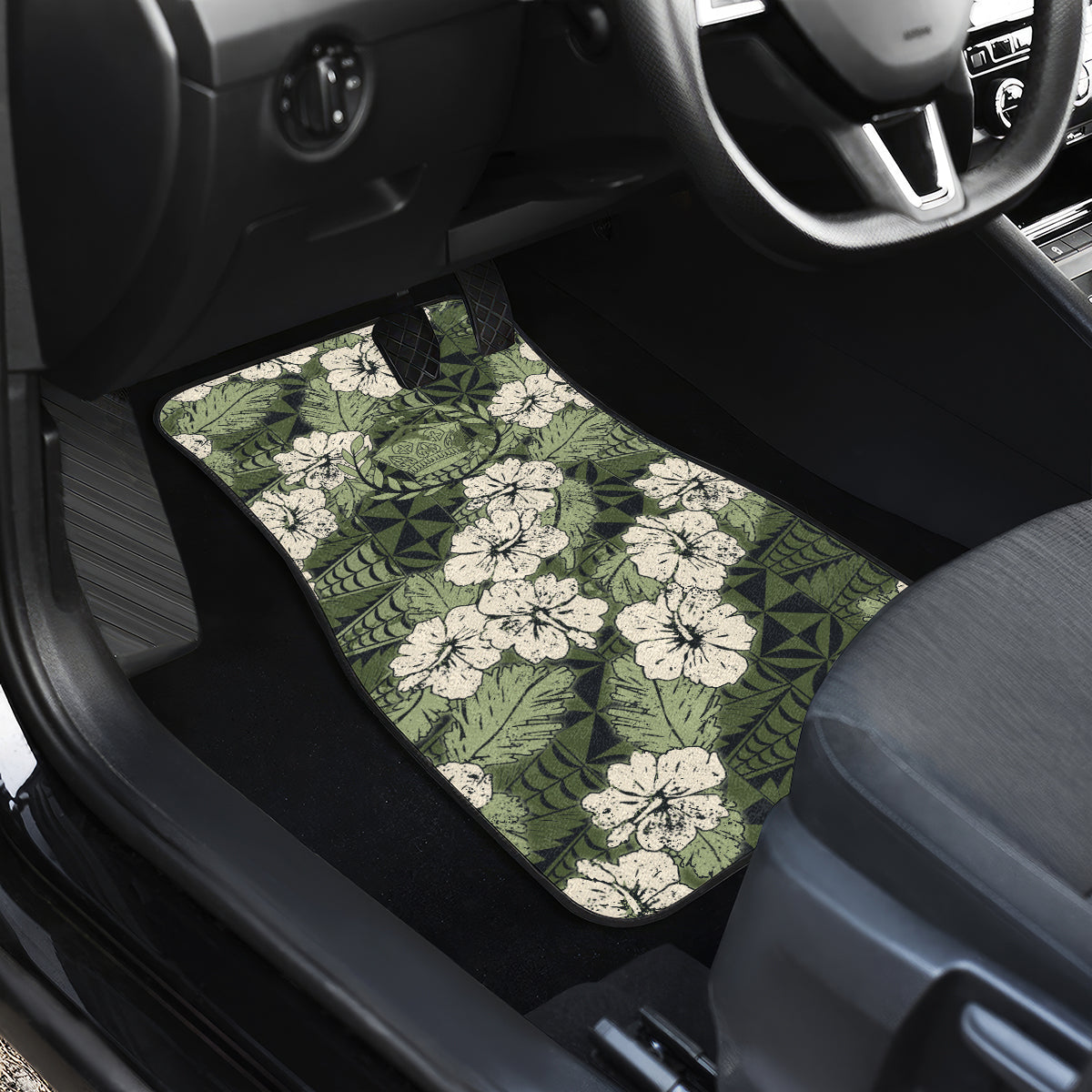 Tongan Kupesi Ngatu Hibiscus Vintage Motif Car Mats