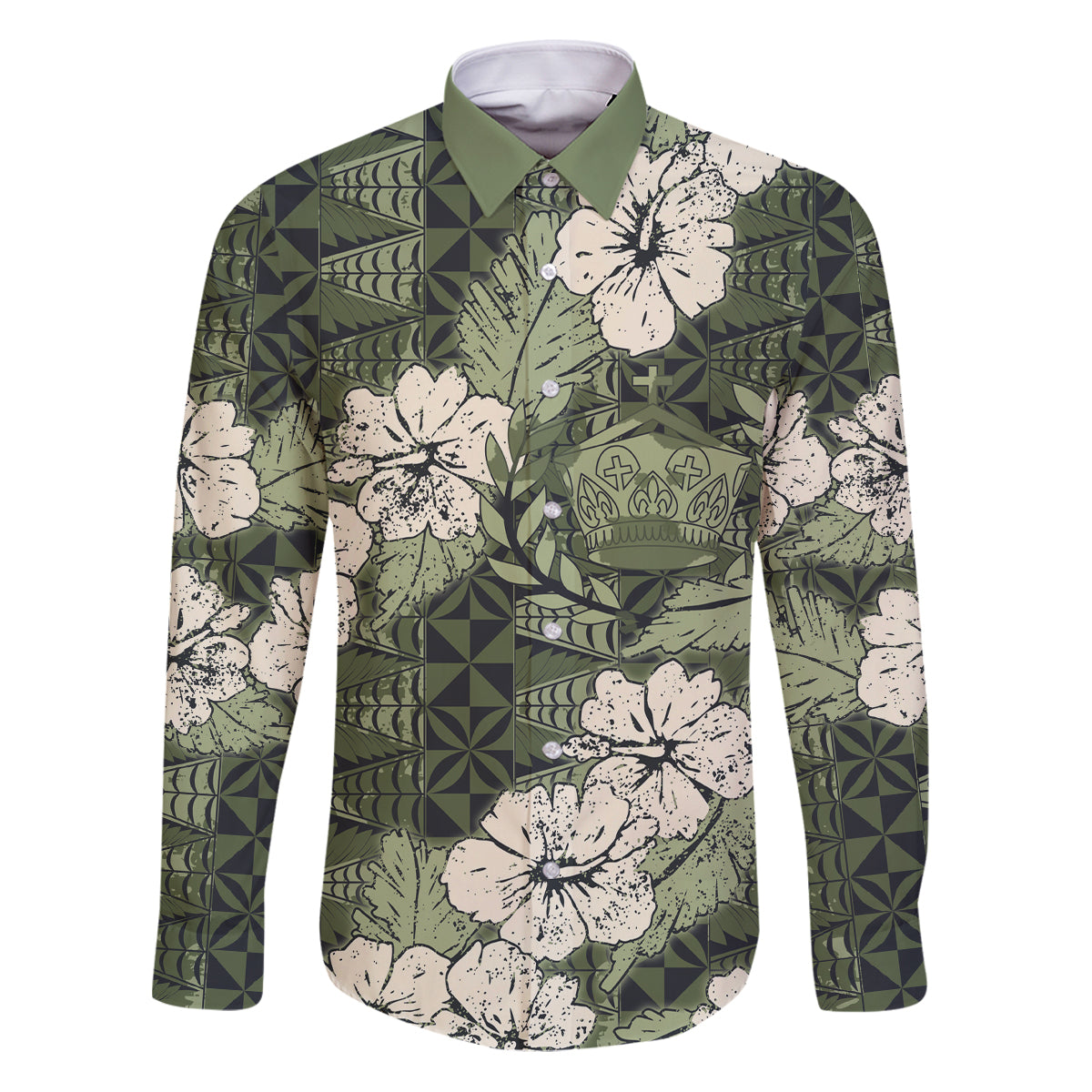 Tongan Kupesi Ngatu Hibiscus Vintage Motif Family Matching Puletasi and Hawaiian Shirt