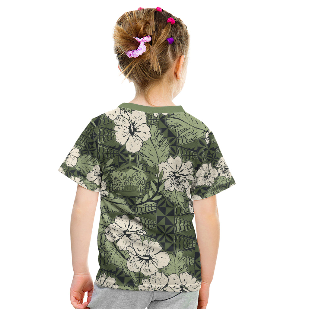 Tongan Kupesi Ngatu Hibiscus Vintage Motif Kid T Shirt