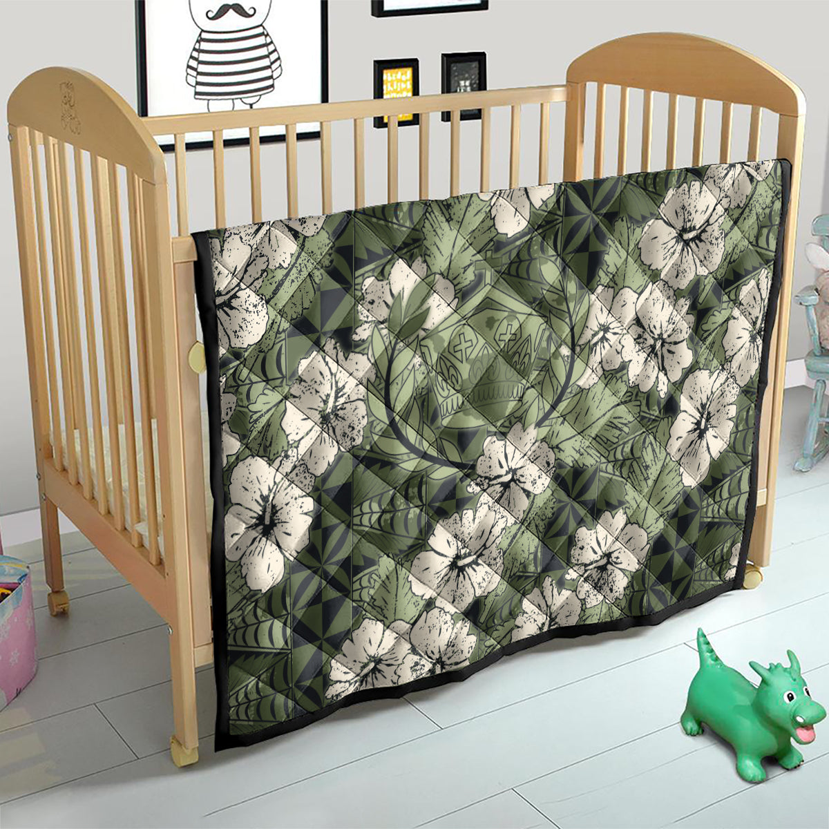 Tongan Kupesi Ngatu Hibiscus Vintage Motif Quilt