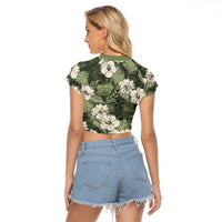 Tongan Kupesi Ngatu Hibiscus Vintage Motif Raglan Cropped T Shirt