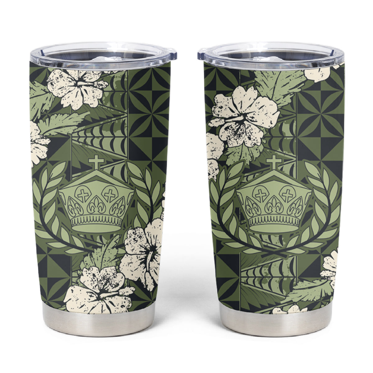 Tongan Kupesi Ngatu Hibiscus Vintage Motif Tumbler Cup