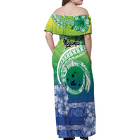 Malpampa Vanuatu Family Matching Off Shoulder Maxi Dress and Hawaiian Shirt Hibiscus Sand Drawing with Pacific Pattern LT9 - Polynesian Pride