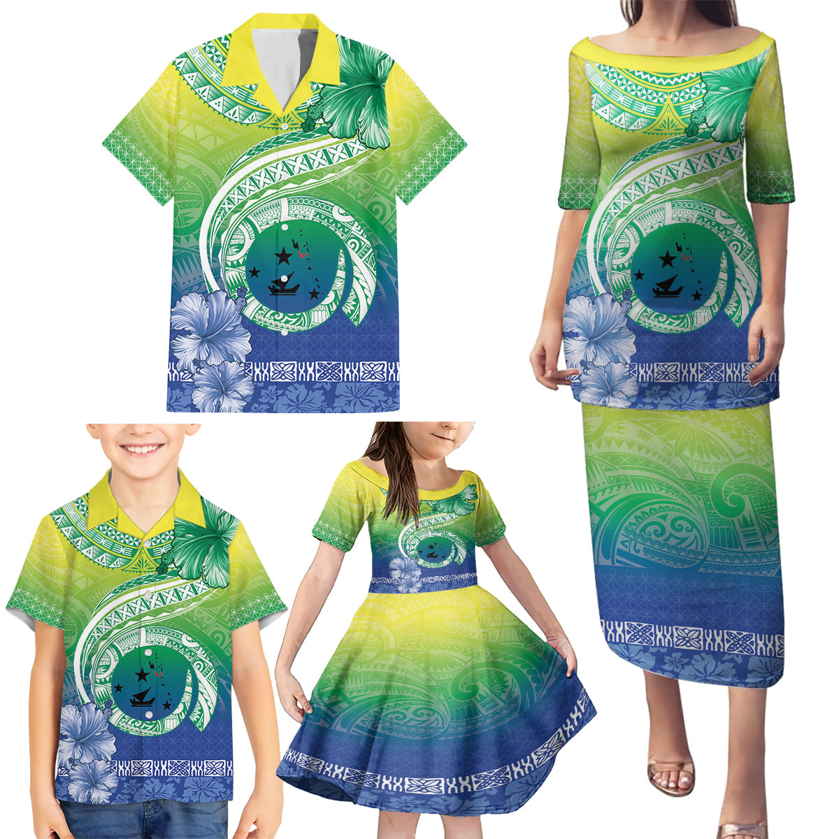 Malpampa Vanuatu Family Matching Puletasi and Hawaiian Shirt Hibiscus Sand Drawing with Pacific Pattern LT9 - Polynesian Pride