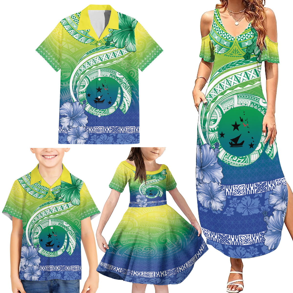 Malpampa Vanuatu Family Matching Summer Maxi Dress and Hawaiian Shirt Hibiscus Sand Drawing with Pacific Pattern LT9 - Polynesian Pride