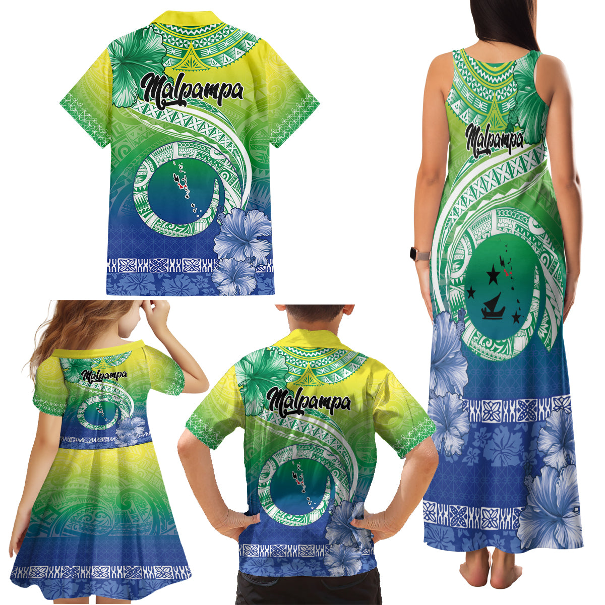 Malpampa Vanuatu Family Matching Tank Maxi Dress and Hawaiian Shirt Hibiscus Sand Drawing with Pacific Pattern LT9 - Polynesian Pride
