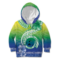 Malpampa Vanuatu Kid Hoodie Hibiscus Sand Drawing with Pacific Pattern