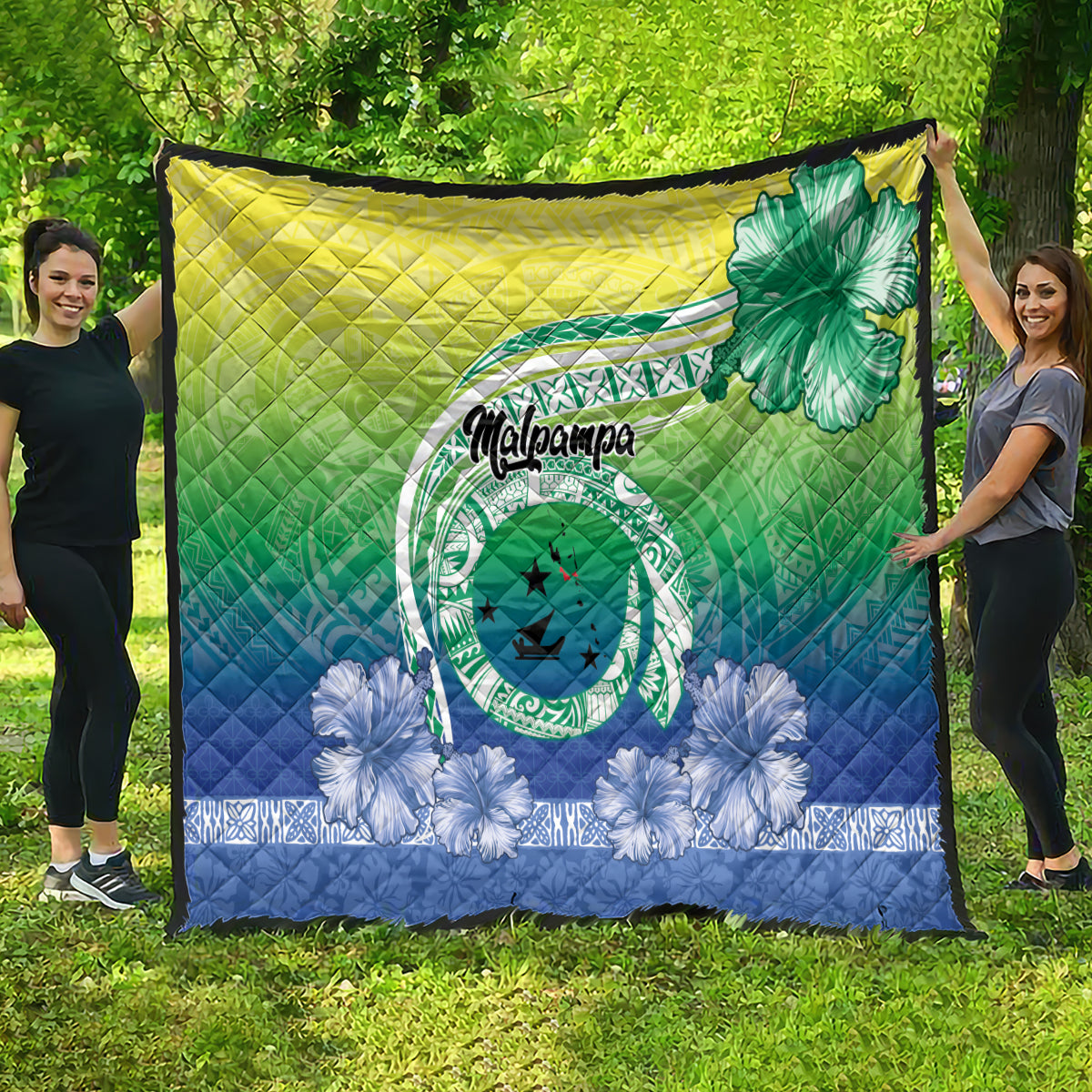 Malpampa Vanuatu Quilt Hibiscus Sand Drawing with Pacific Pattern LT9 - Polynesian Pride