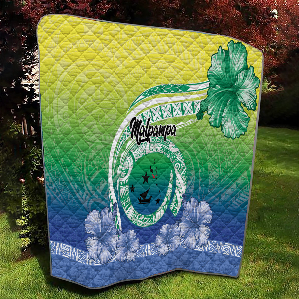 Malpampa Vanuatu Quilt Hibiscus Sand Drawing with Pacific Pattern LT9 - Polynesian Pride