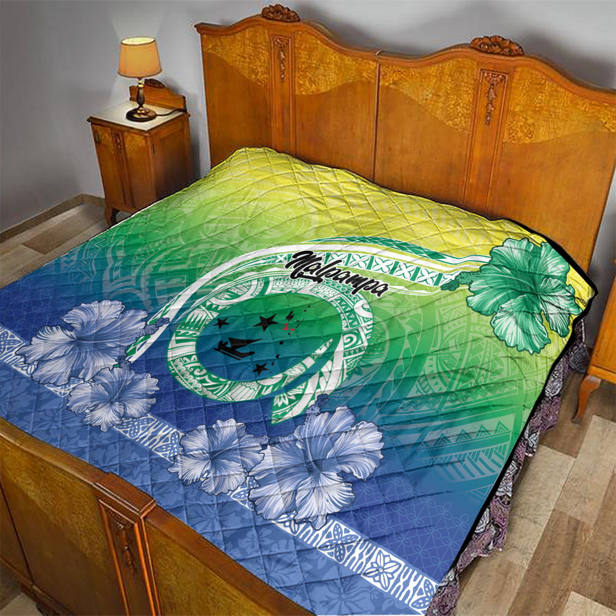 Malpampa Vanuatu Quilt Hibiscus Sand Drawing with Pacific Pattern LT9 - Polynesian Pride