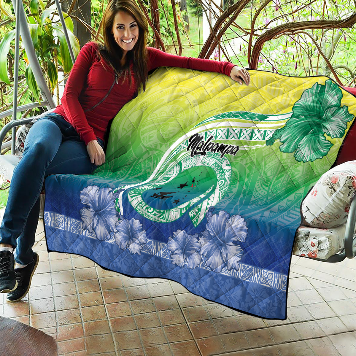 Malpampa Vanuatu Quilt Hibiscus Sand Drawing with Pacific Pattern LT9 - Polynesian Pride