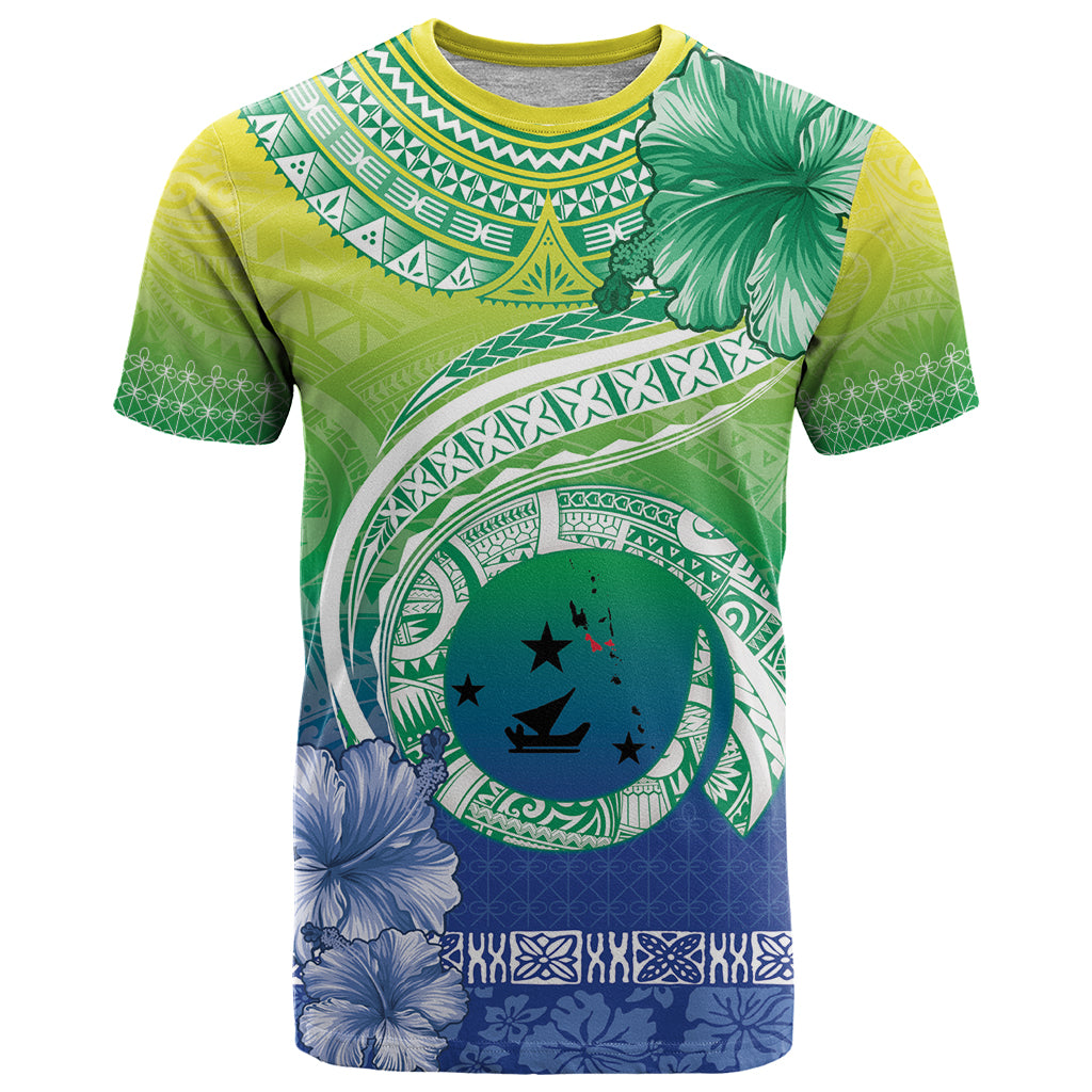 Malpampa Vanuatu T Shirt Hibiscus Sand Drawing with Pacific Pattern LT9 Green Art - Polynesian Pride