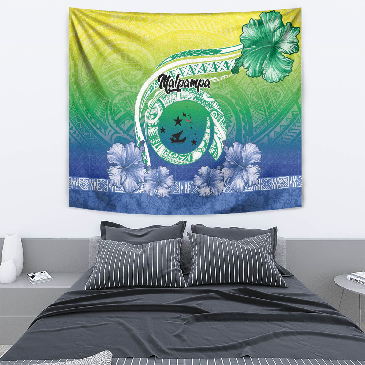 Malpampa Vanuatu Tapestry Hibiscus Sand Drawing with Pacific Pattern