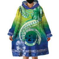 Malpampa Vanuatu Wearable Blanket Hoodie Hibiscus Sand Drawing with Pacific Pattern LT9 - Polynesian Pride