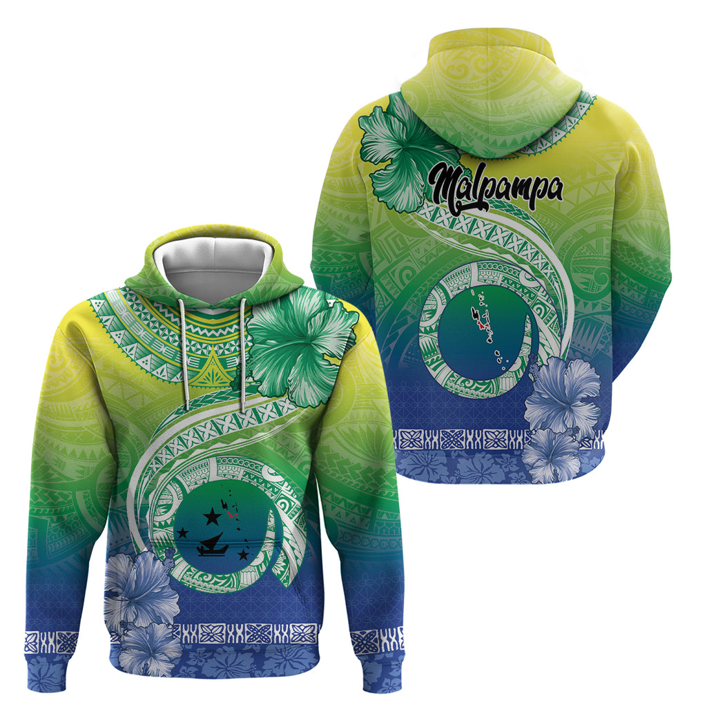 Malpampa Vanuatu Zip Hoodie Hibiscus Sand Drawing with Pacific Pattern