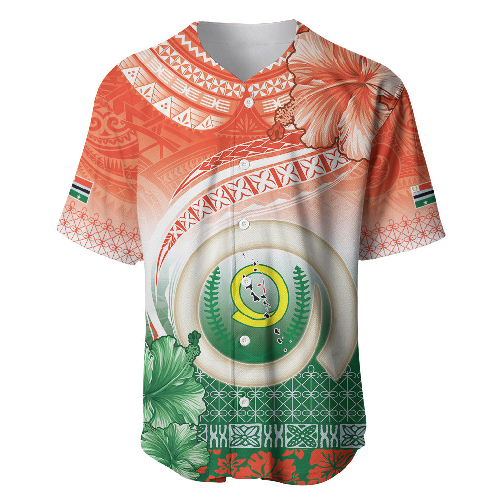 Penama Vanuatu Baseball Jersey Hibiscus Sand Drawing with Pacific Pattern LT9 Red Art - Polynesian Pride